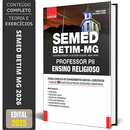 Apostila SEMED Betim Mg 2026 - Professor Ensino Religioso