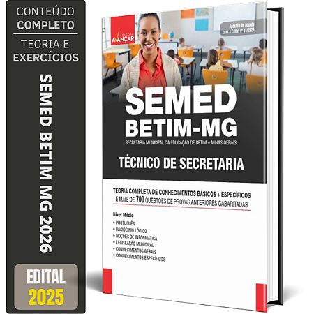 Apostila SEMED Betim Mg 2026 - Técnico De Secretaria