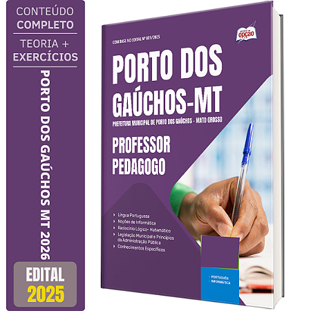 Apostila Prefeitura de Porto dos Gaúchos MT 2026 - Professor Pedagogo