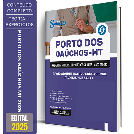Apostila Prefeitura de Porto dos Gaúchos MT 2026 - Apoio Administrativo Educacional "E" Auxiliar de Sala