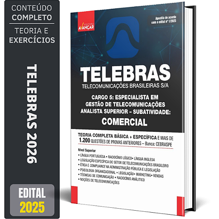 Apostila Telebras 2026 - Analista Superior - Comercial