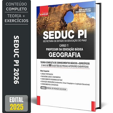 Apostila Completa Seduc Pi 2026 - Professor De Geografia