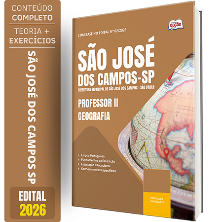 Apostila Prefeitura São José dos Campos SP 2026 - Professor II - Geografia