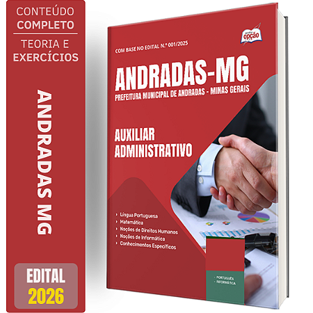 Apostila Prefeitura de Andradas MG 2026 - Auxiliar Administrativo
