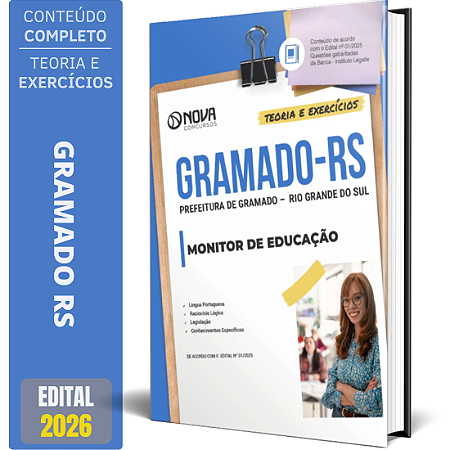 Apostila Prefeitura Gramado RS 2026 - Monitor de Educação