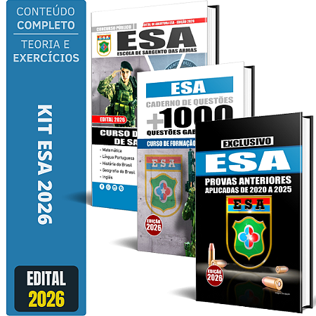 Kit Apostila ESA 2026 - Sargento + Caderno De Questões + Provas