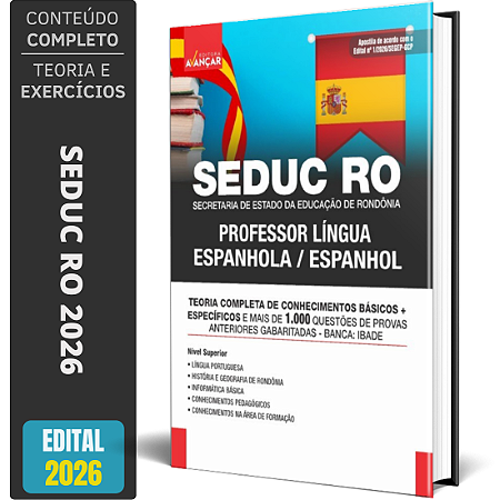Apostila Concurso Seduc Ro 2026 - Professor Língua Espanhola