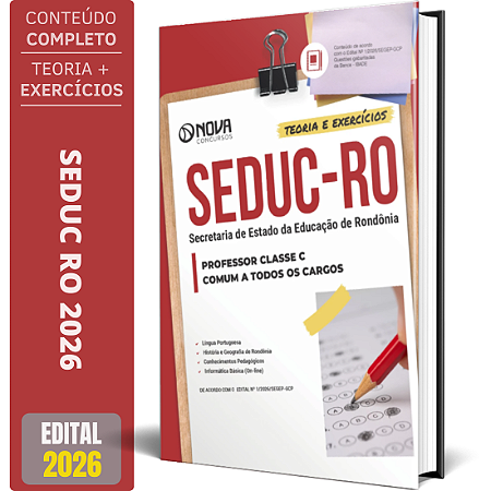 Apostila SEDUC-RO 2026 - Professor Classe C - Comum a Todos os Cargos