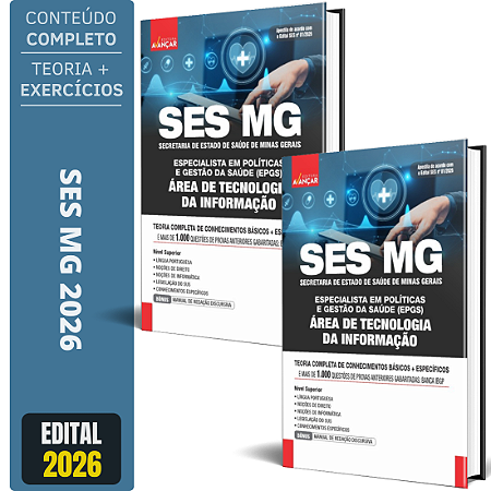 Apostila SES MG 2026 - Área De Tecnologia Da Informação