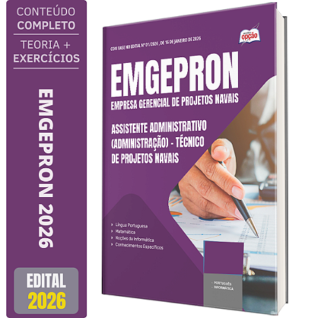 Apostila EMGEPRON 2026 - Técnico de Projetos Navais - Assistente Administrativo (Administração)