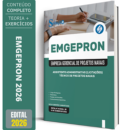 Apostila EMGEPRON 2026 - Técnico de Projetos Navais - Assistente Administrativo (Licitações)
