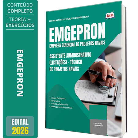 Apostila EMGEPRON 2026 - Técnico de Projetos Navais - Assistente Administrativo (Licitações)