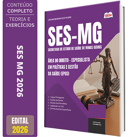 Apostila SES MG 2026 - Especialista em Políticas e Gestão da Saúde (EPGS) - Área do Direito