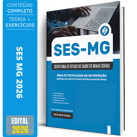 Apostila SES MG 2026 - Especialista em Políticas e Gestão da Saúde (EPGS) - Área de Tecnologia da Informação