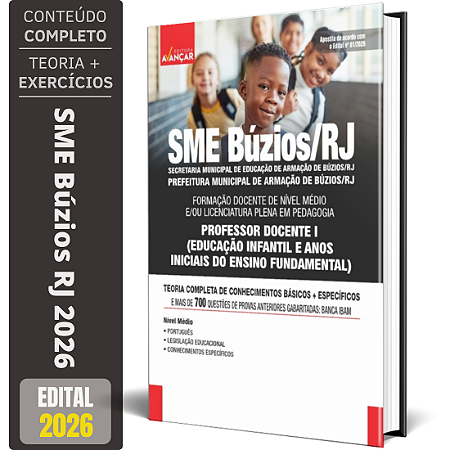Apostila  Sme Búzios Rj 2026 - Professor 1 - Educação Infantil e Ensino Fundamental