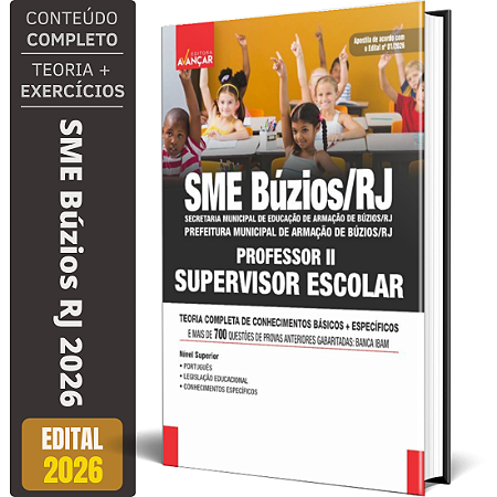 Apostila Sme Búzios Rj 2026 AS909- Professor 2 Supervisor Escolar