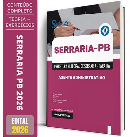 Apostila Prefeitura de Serraria PB 2026 - Agente Administrativo