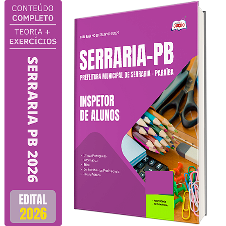 Apostila Prefeitura de Serraria PB 2026 - Inspetor de Alunos