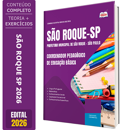 Apostila Prefeitura São Roque SP 2026 - Coordenador Pedagógico de Educação Básica