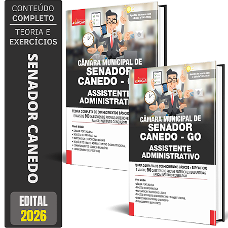 Apostila Câmara De Senador Canedo Go 2026 - Assistente Administrativo