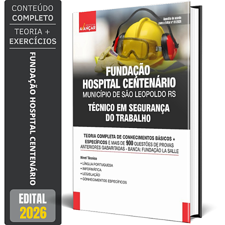 Apostila Hospital Centenário 2026 - Técnico Segurança Do Trabalho