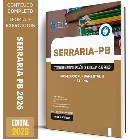 Apostila Prefeitura de Serraria PB 2026 - Professor Fundamental II - História