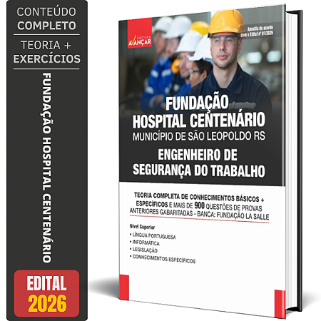 Apostila Fundação Hospital Centenário 2026  - Técnico De Segurança do Trabalho