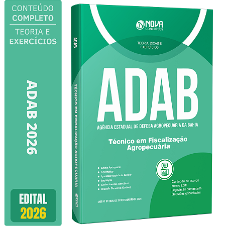 Apostila ADAB 2026 - Técnico Em Fiscalização Agropecuária