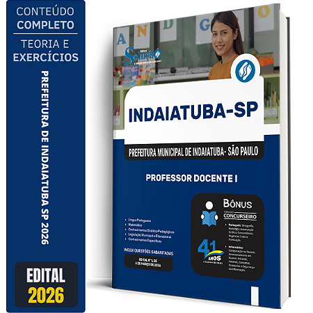 Apostila Prefeitura de Indaiatuba SP 2026 - Professor Docente 1