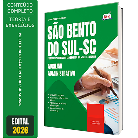 Apostila Prefeitura de São Bento do Sul SC 2026 - Auxiliar Administrativo