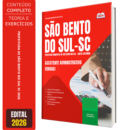 Apostila Prefeitura de São Bento do Sul SC 2026 - Assistente Administrativo
