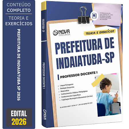 Apostila Prefeitura de Indaiatuba SP 2026 - Professor Docente 1