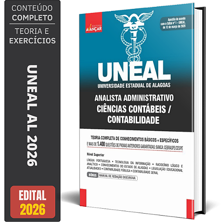 Apostila UNEAL AL 2026 - Analista Administrativo - Ciências Contábeis / Contabilidade