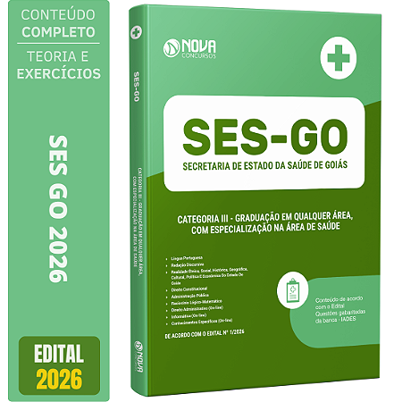 Apostila SES GO 2026 - Categoria 3: Graduação em qualquer área, com especialização na área de Saúde