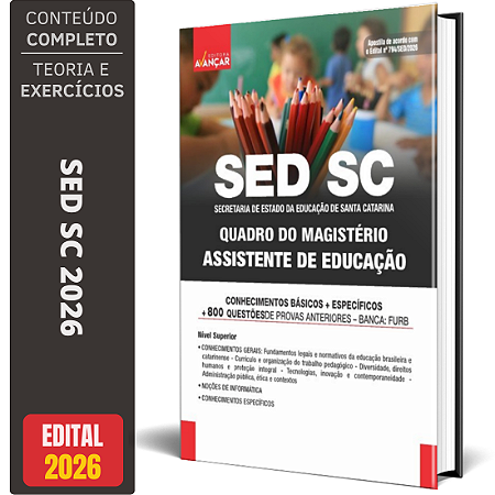 Apostila SED SC 2026 Quadro do Magistério - Assistente de Educação