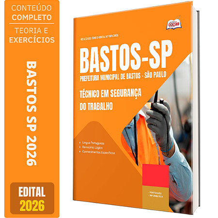 Apostila Prefeitura de Bastos SP 2026 - Técnico em Segurança do Trabalho