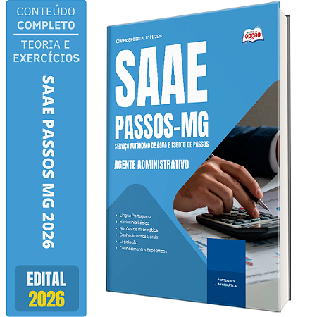 Apostila SAAE Passos MG 2026 - Agente Administrativo