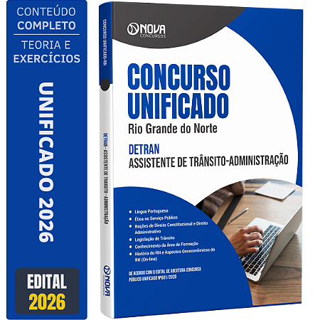 Apostila Unificado RN 2026 DETRAN - Assistente de Trânsito - Administração