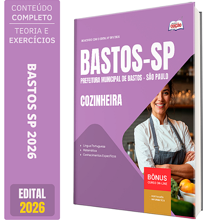 Apostila Prefeitura de Bastos SP 2026 - Cozinheira