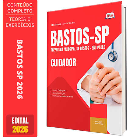 Apostila Prefeitura de Bastos SP 2026 - Cuidador