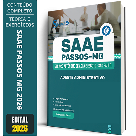 Apostila SAAE Passos MG 2026 - Agente Administrativo