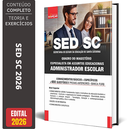 Apostila SED SC 2026 Quadro do Magistério – Administrador Escolar