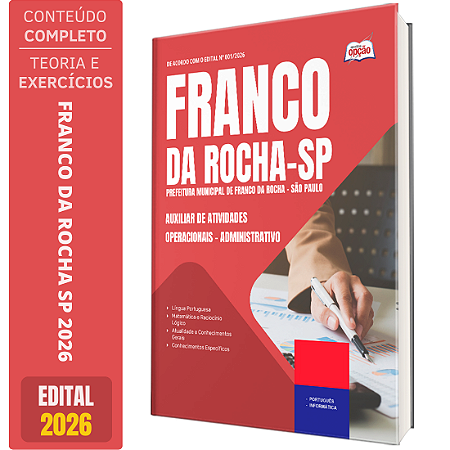 Apostila Prefeitura de Franco da Rocha SP 2026 Auxiliar de Atividades Operacionais - Administrativo