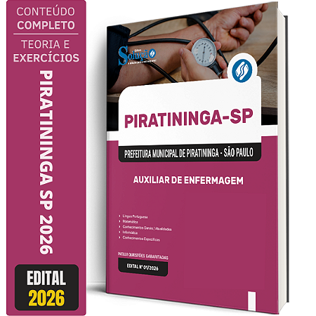 Apostila Prefeitura de Piratininga SP 2026 - Auxiliar de Enfermagem