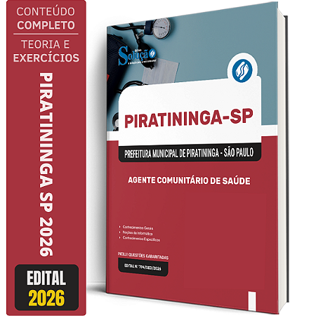 Apostila Prefeitura de Piratininga SP 2026 - Agente Comunitário de Saúde