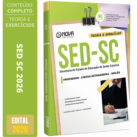 Apostila SED SC 2026 Professor - Língua Estrangeira - Inglês