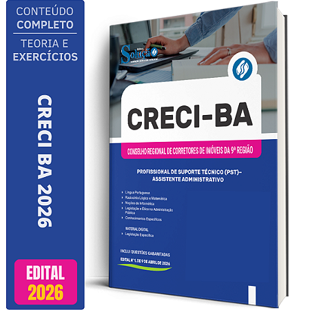 Apostila CRECI BA 2026 Profissional de Suporte Técnico (PST) - Assistente Administrativo