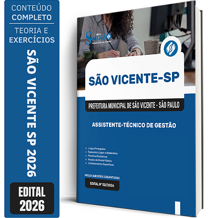 Apostila Prefeitura de São Vicente SP 2026 - Assistente Técnico de Gestão