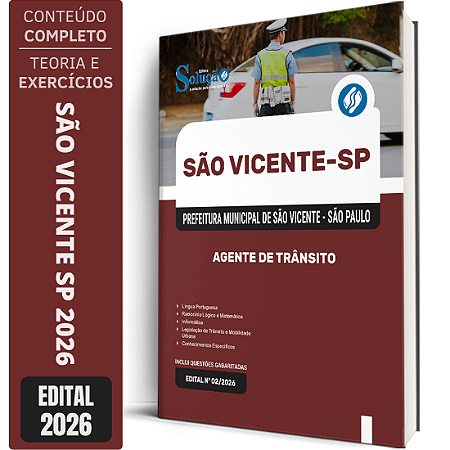 Apostila Prefeitura de São Vicente SP 2026 - Agente de Trânsito