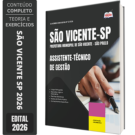 Apostila Prefeitura de São Vicente SP 2026 - Assistente Técnico de Gestão